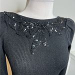 St. John Vintage  black dress floral sequin neckline Santana knit Photo 2