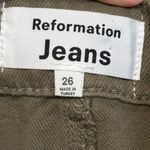 Reformation  Army Green 100% Cotton Maggie Cargo Denim Midi Skirt Size 26 Photo 4