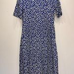 NoraCora Blue and White Floral Print Short Sleeve Midi Dress Size Small NEW Photo 2