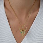NEW Turquoise Bull Head Pendant Necklace Gold Bohemian Festive Blue Photo 3