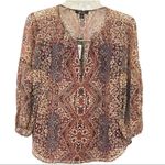 Ella Moss  Long Sleeve Graphic Silk Blouse Size XS Photo 5