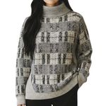 Melrose and Market Gray Black Plaid Mock Turtleneck Sweater Knit Cotton Blend XS Photo 0