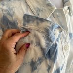 Umgee Tie Dye Boyfriend Button Down Shirt Blue White Photo 5