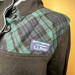 LL Bean Womens Black Mock Neck Long Sleeve 1/4 Button Pullover Plaid SZ L Preppy Size L Photo 5