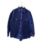 Madewell Super Oversized Shirt Jacket Passport Blue Shacket SZ L #2307 Photo 3