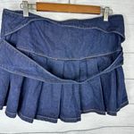 Cider Womens size Large Denim Ruffle Hem Micro Mini Skort Skirt Photo 2