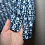 Tuckernuck Womens Size S Geometric Print Short Sleeve Polo Shirt Blue White Photo 3