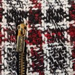 Calvin Klein  Plaid Tweed Topper Jacket Womens 2 Red Black White Long Blazer Coat Photo 3