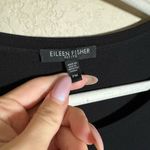 Eileen Fisher Flowy Maxi Dress Sz Medium Petite Black Asymmetric Hem 3/4 Sleeve Photo 3