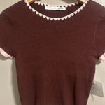 Altar'd State Brown Knit Tee with Pink Trim Photo 2