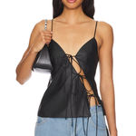 LIONESS Mariah Asymmetrical Tie Cami in Onyx Black Size X-Small Gently Used Photo 0