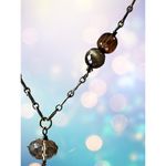 Vintage Shane Boyner Y Necklace Glass Beads Antique Gold Copper Choker Collar Photo 2