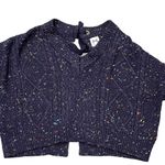 John + Jenn Blue Speckled Tie-Back Long Sleeve Cropped Sweater Photo 4