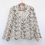 Coldwater Creek Womens Blazer Size M Cream Botanical Embroidered Cottage Fairy Photo 0