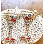 Cocktail Drink Earrings Martini Rhinestones Cruise Beach Island Vacation New Gold Photo 10