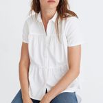 Madewell White Seamed Button-Down Shirt Photo 0