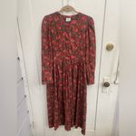 Laura Ashley Vintage Floral Dress Sz 8 Brown Pink Sleeve Basque Waist Wool Blend Photo 2