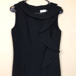 Calvin Klein  Women’s Black Ruffle Drape Front Bib Collar Sleeveless Sheath Dress Photo 1