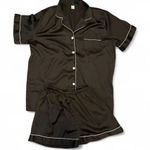 Source Unknown Classic Coquette Black Satin Short sleeve and shorts Pajama Set Photo 0