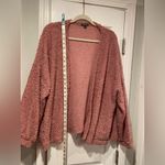 Wild Fable  Size L Pink Mauve Oversized Open Front Boucle Knit Split Hem Cardigan Photo 5