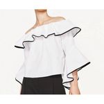 Zara Top Blouse Size Medium Off Shoulder Flirty Party Casual Dressy Photo 1