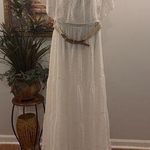 Women's Bright Maid Dress M White Swiss Polka Dots Ruffle Trim Pleated 2 Tiers Size M Photo 0