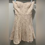 BCBG Max Azria Lisanne Cream Beige Strapless Lace Mini Dress Photo 5