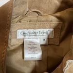 Coldwater Creek Suede Full Zip Jacket Size Med Laser Cutout Knit Ribbed Sleeves Photo 3