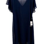 Adrianna Papell Dress SZ Small NWT Navy Chiffon Overlay Draped Evening Cocktail Photo 3