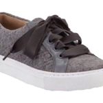 Tory Burch  Marion Quilted Fleece Lace Up Sneakers, Dovestone 8 EUC Photo 0