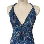 Intermix  Mury 100% Silk Paisley Print Tiered Maxi Dress in Blue Boho Size Small Photo 1