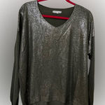 Tempo Paris  Shimmering Silver Long Sleeve Sweater Size M / L Photo 0