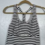 Lands' End Women 12 Black White Stripe Tankini Swim Top Underwire Tie Strap Photo 2