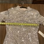 Eliza J  Silver Sequin Sheath Flutter Sleeve Mock Neck cocktail Mini dress 8 NWT Photo 8