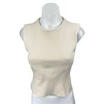 ZARA Beige Sleeveless Crew Neck Zip Corset Bustier Cami Camisole Tank Crop Top M Photo 1