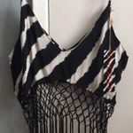 Indah Xolani Macrame Fringe Crop Tank Top Zebra Print Photo 5