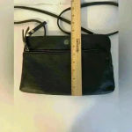 Traventi Leather double slip black crossbody hand‎ bag Photo 9