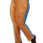 Good American  Faux Suede Good Icon Mixed Denim Jeans Plus Size 22 Blue Brown Photo 0