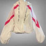 Guess Women's White and Pink Windbreaker Jacket Photo 1
