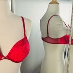 Victoria's Secret Victoria’s Secret Red Lace Bombshell Plunge Push-up Bra Photo 7