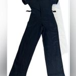 Beach Riot Racertrack Jumpsuit women’s size Small Navy Blue Zip up Short Sleeve Photo 0