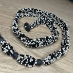 Vintage Seed Beaded Belt Woven Indonesia Boho Handmade Natural Black Pearl Photo 2