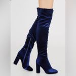 Material Girl Women's Navy Blue Velvet Over-the-Knee Boots Size 8 Photo 1