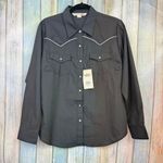 Black White Pearl Snap Shirt Cumberland Outfitters Ely Women's Western Large NEW Photo 1