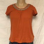 Crystal Kobe Orange Top With Wood Beads and Rope Size M Photo 1
