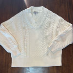 J.Crew  Women’s 100% Cotton Cream Ivory V-Neck Cable Knit Sweater Sz S Classic Photo 0