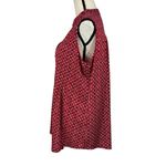 Dress Barn  1X-Large Tunic Top Geometric Stretch V-Neck Pleated Sleeveless Red Photo 4