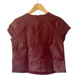 Romeo + Juliet Couture NWT Maroon Faux Leather Floral Short Sleeve Shirt Small Photo 1