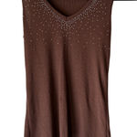 Sylvie & Mado Tank Top Y2k Small Brown Tuscan‎ Rhinestone Ribbed Going Out Photo 0