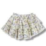Aerie  Yellow Floral Tiered Ruffle Mini‎ Skirt Large Boho Cottagecore Lace Trim Photo 3